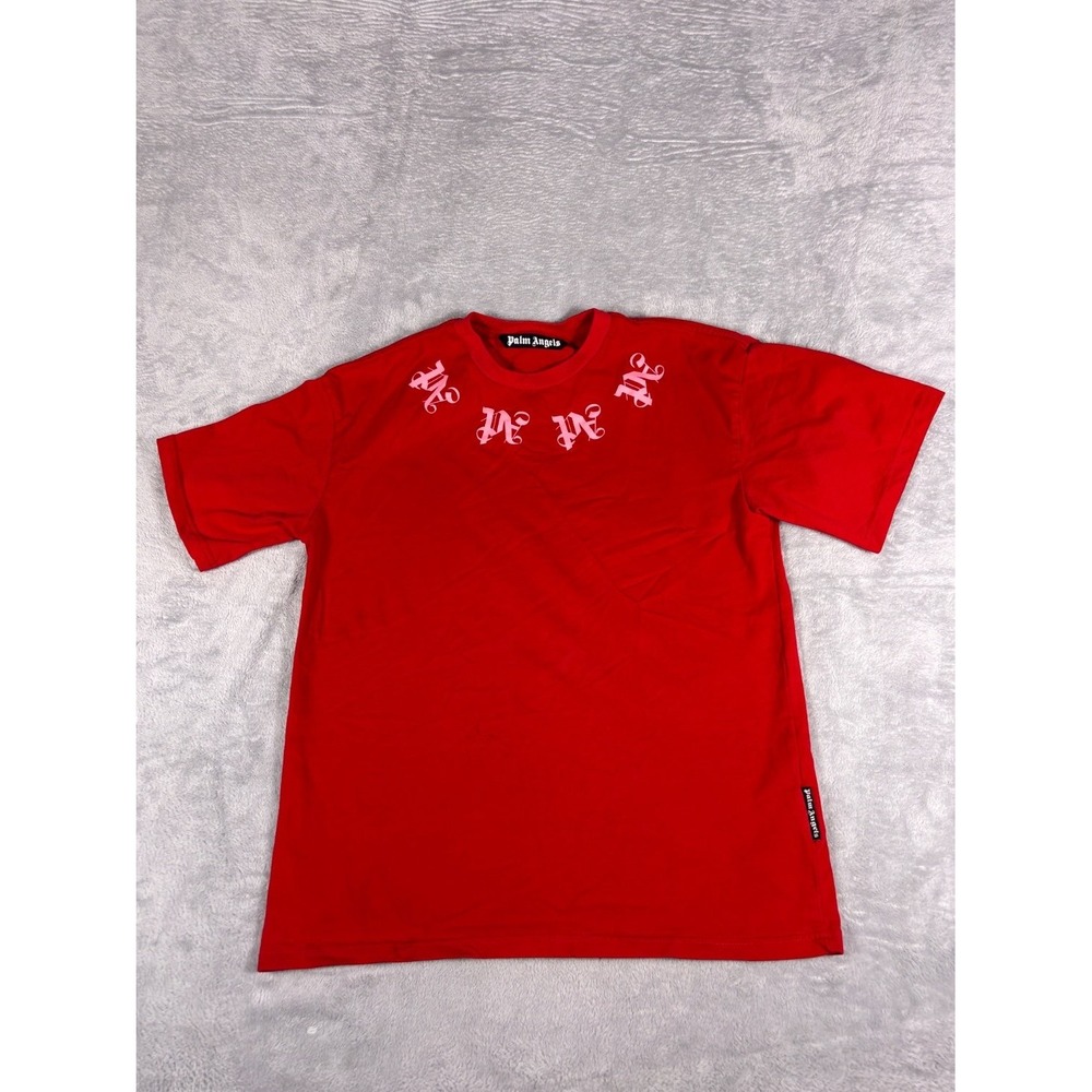 Palm Angels Tree Gothic Graphic T-Shirt Mens M Red Short Sleeve Streetwear